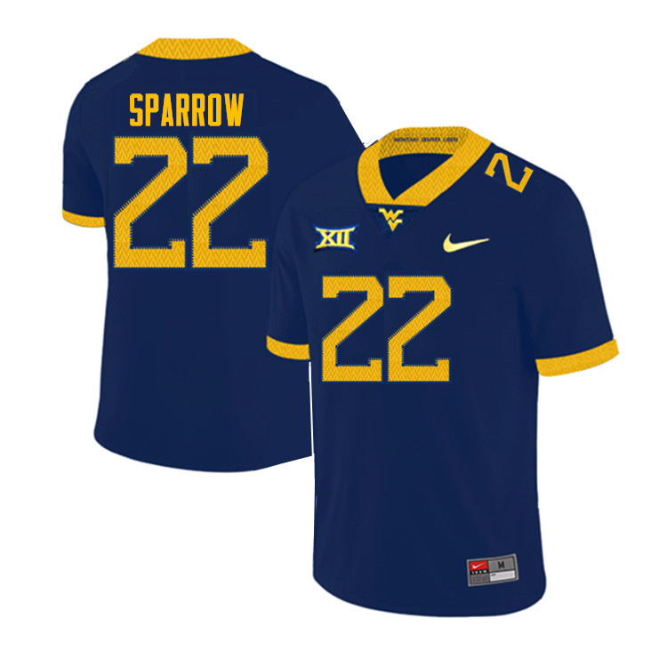 NCAA Men's A'Varius Sparrow West Virginia Mountaineers Navy #22 Nike Stitched Football College Authentic Jersey SD23N51RE